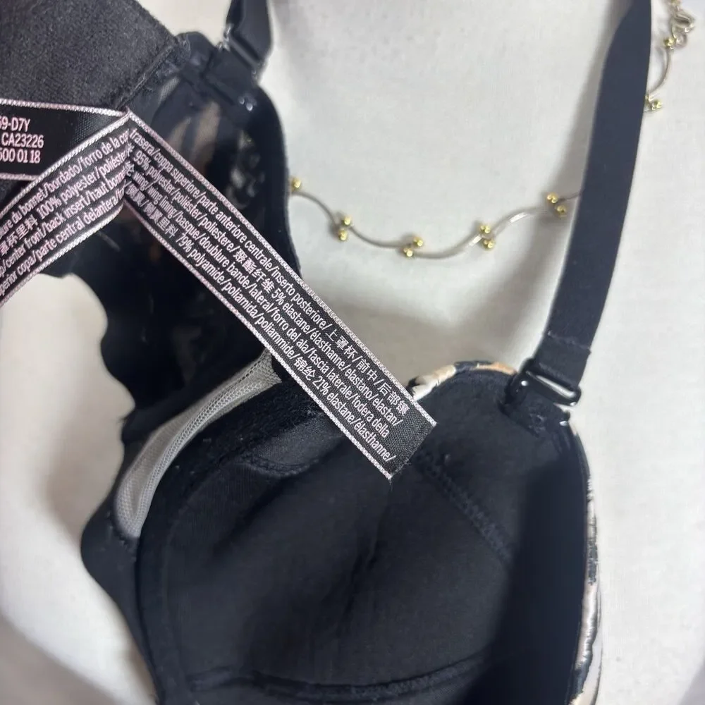 Victorias Secret Y2K Very Sexy Balconet Bra Tiger Print 34D VS Mob Wife Retro